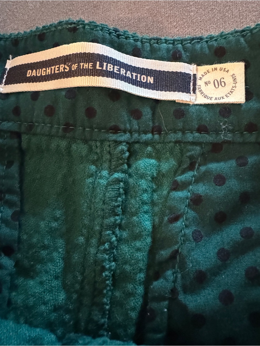 NWT Anthro Daughters of the Liberation Green Corduroy Shorts Size 6 - Picture 6 of 9